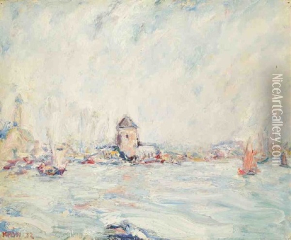 La Lieutenance Du Port D'honfleur Oil Painting - Paul Kron