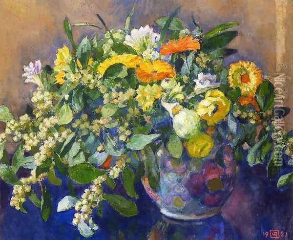 Vase of Flowers II Oil Painting - Theo van Rysselberghe