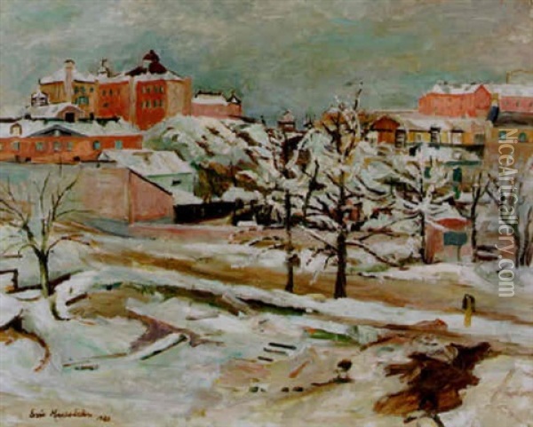 Utkant, Stockholm Oil Painting - Eric C. Hallstroem