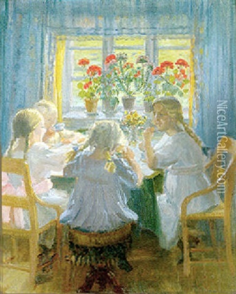 Afternoon Tea Oil Painting - Anna Kirstine Ancher