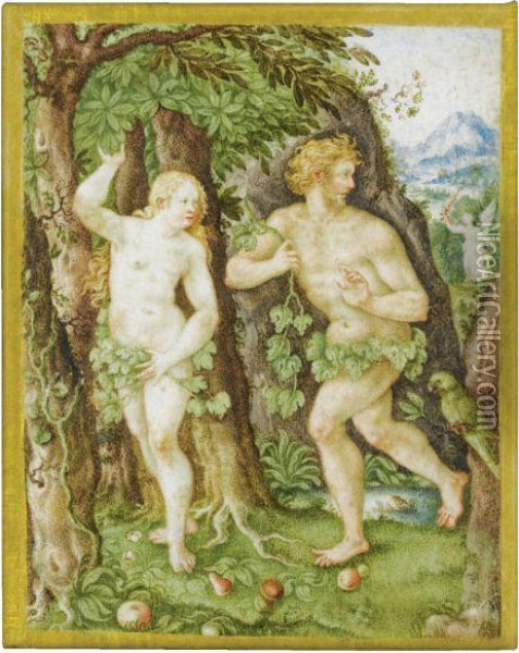 The Expulsion Of Adam And Eve Oil Painting - Jakob Hoefnagel