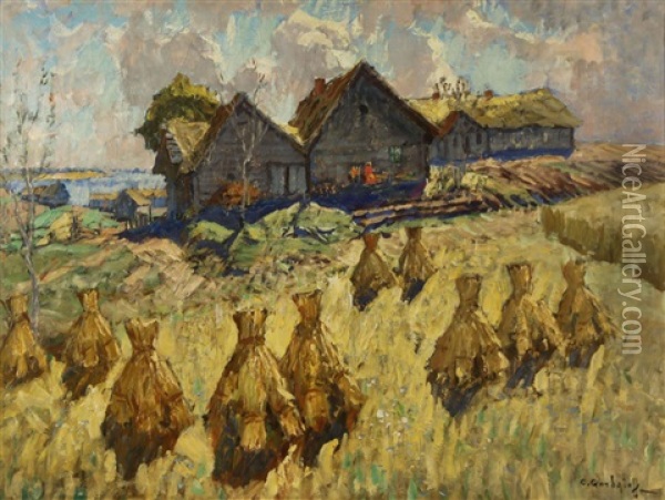 After The Harvest Oil Painting - Konstantin Ivanovich Gorbatov
