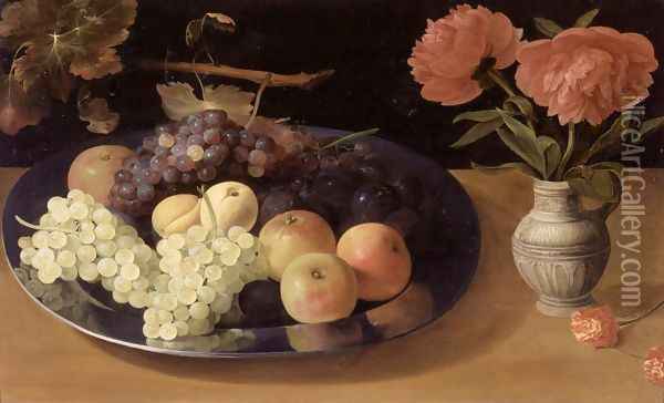 Still-Life of Grapes, Plums and Apples Oil Painting - Jacob Fopsen van Es