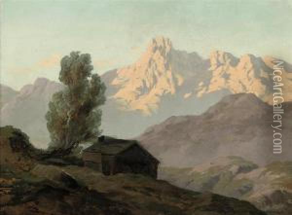 Mount Urirostock, Switzerland Oil Painting - Antonio Fontanesi