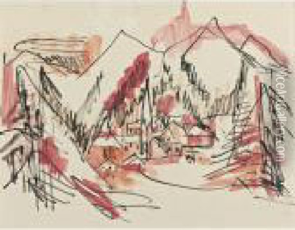 Landschaft Oil Painting - Ernst Ludwig Kirchner