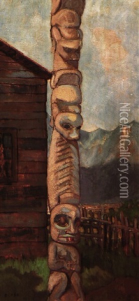 West Coast Totem Oil Painting - Emily Carr