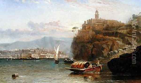 On the Amalfi Coast at Dusk Oil Painting - Arthur Joseph Meadows