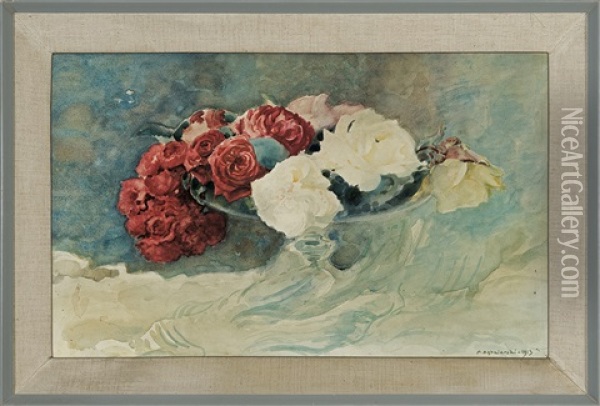 Roses Oil Painting - Apoloniusz Kedzierski