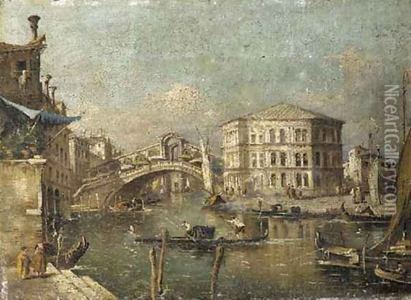 The Grand Canal with the Rialto Bridge Oil Painting - Francesco Guardi