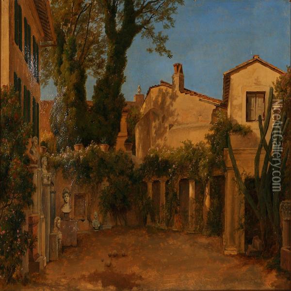 The Sculptor Bertelthorvaldsen's Villa In Rome Oil Painting - August Vilhelm Boesen