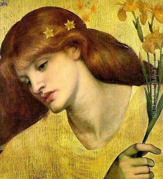 Sancta Lilias Oil Painting - Dante Gabriel Rossetti