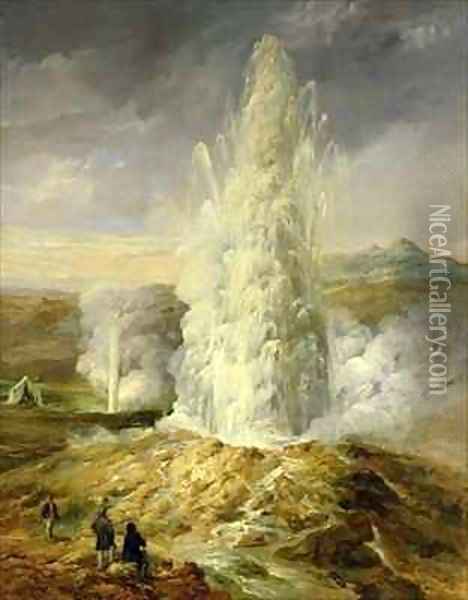 The Great Geysir South Iceland Oil Painting - Thomas Kerr Fairless