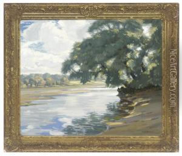 Sunshine And Shade On The River Test Oil Painting - Augustus William Enness