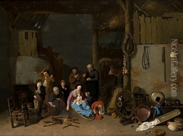 Escena Familiar De Interior Oil Painting - David Ryckaert the Elder