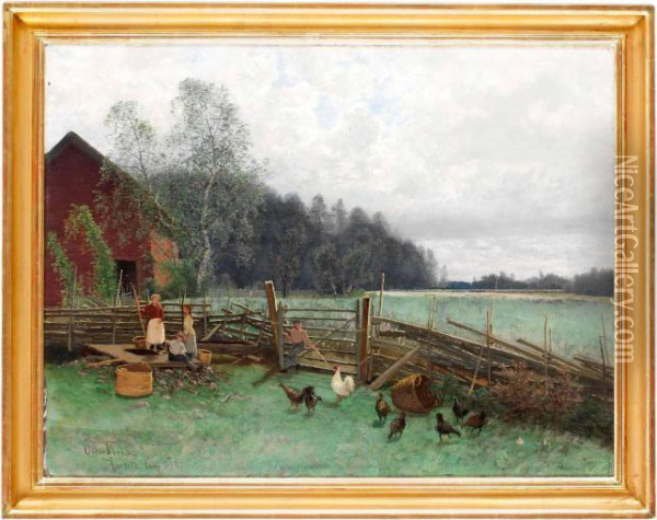 Sommarlandskap Fran Justero Oil Painting - Oscar Emil Torna