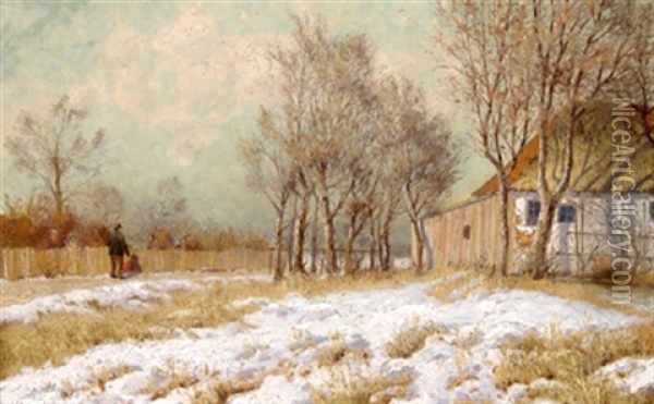 Landschaft Mit Bauernhaus Im Winter Oil Painting - Hans Heinen
