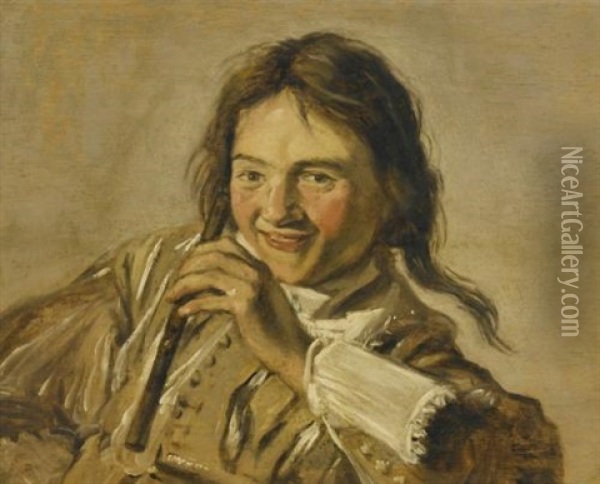 A Young Boy With A Flute Oil Painting - Frans Hals