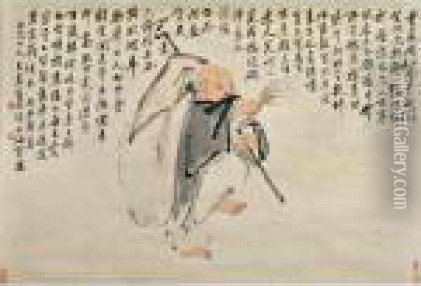 The Monk Oil Painting - Wang Zhen