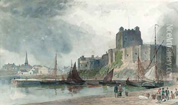 Carrickfergus Castle, Co. Antrim Oil Painting - Joseph William Carey