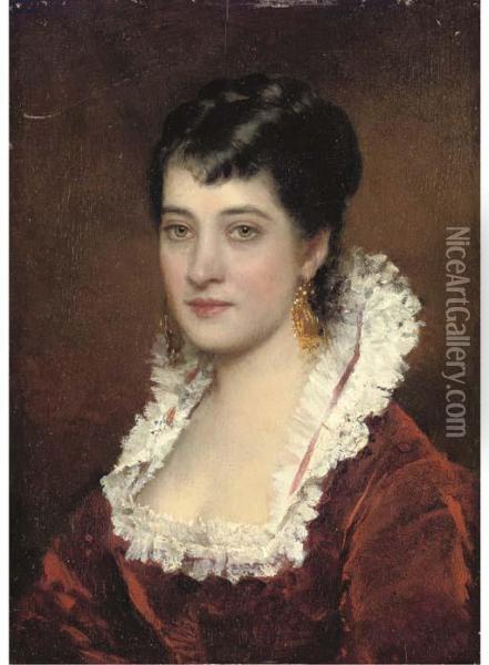 Portrait Of A Young Woman Oil Painting - Eugene de Blaas