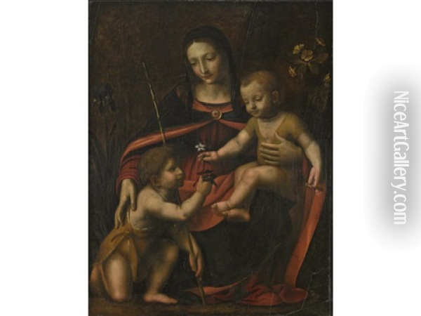 The Virgin And Child With The Infant St. John The Baptist Oil Painting - Bernardino Luini