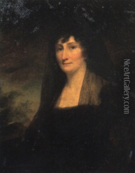 Portrait Of Mrs. Dundas In A Landscape Oil Painting - Sir Henry Raeburn