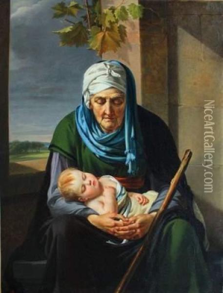 Le Sommeil De L'enfance Et Celui De La Vieillesse Oil Painting - Marie Guilhelmine Benoist