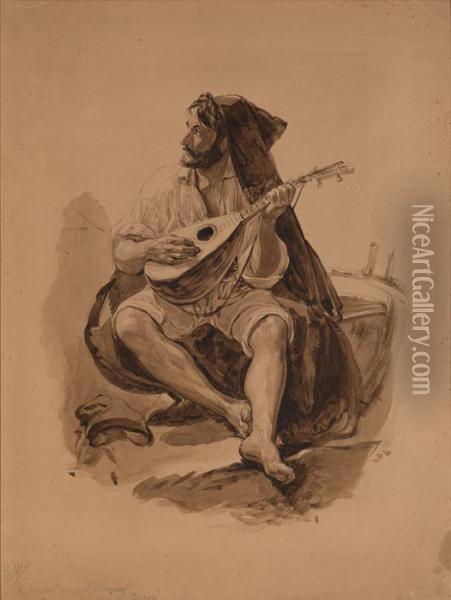 Musician And Pirate Oil Painting - Vladimir Egorovic Makovsky