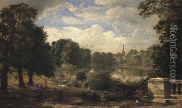 The Serpentine, Hyde Park, London Oil Painting - Jasper Francis Cropsey