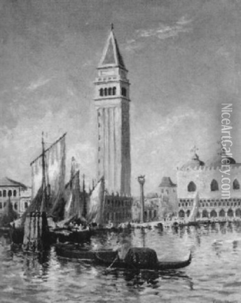 View Of The Doge's Palace And Campanile Oil Painting - Frank Waller
