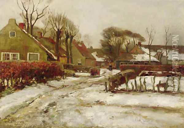 A village in winter Oil Painting - Willem Hendrik Eickelberg