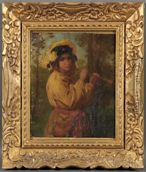 The Flute Player Oil Painting - William P. Babcock