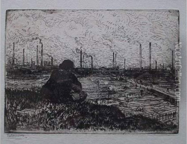 Les Usines (banlieue De Nantes) / The Factories (nantes Suburbs). 1902 Oil Painting - Jean Emile Laboureur