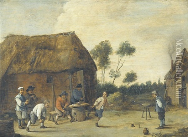 Bauern Beim Boulespiel Oil Painting - Thomas Van Apshoven