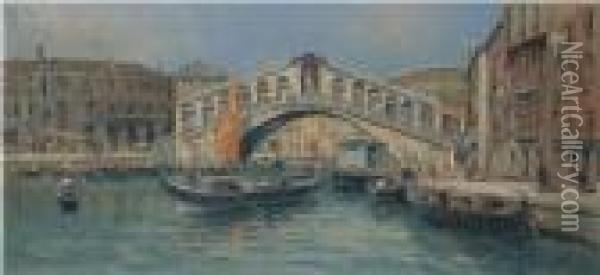 Venezia Al Ponte Di Rialto Oil Painting - Antonio Maria de Reyna