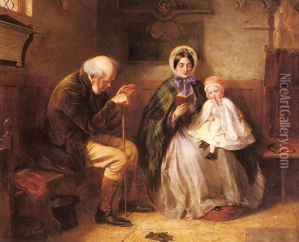In Church Oil Painting - Edward Hughes