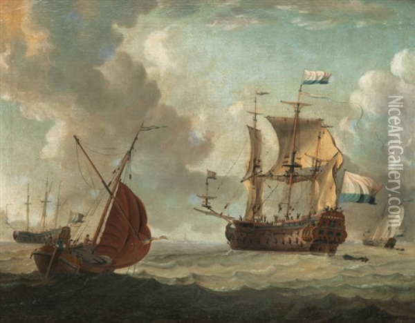The Dutch East India Sailing Vessel Juffer Anna Oil Painting - Adam Silo