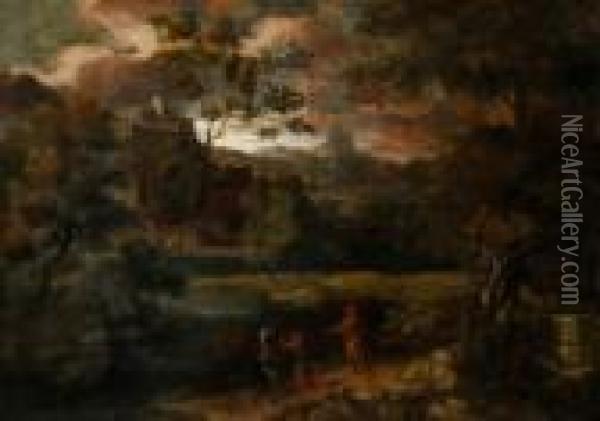 An Italian Landscape Oil Painting - Gaspard Dughet Poussin