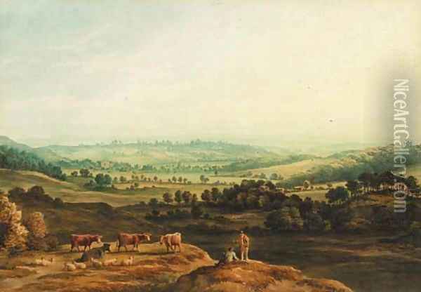 A landscape near Newstead Oil Painting - George Pickering