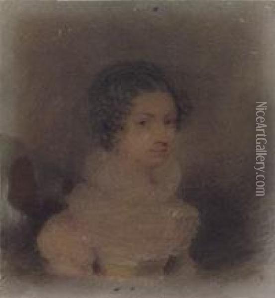 Portrait Of A Lady In A White Dress Oil Painting - Adam Buck