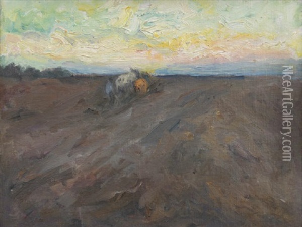 Ploughing Near Runswick Bay Oil Painting - Mark Senior
