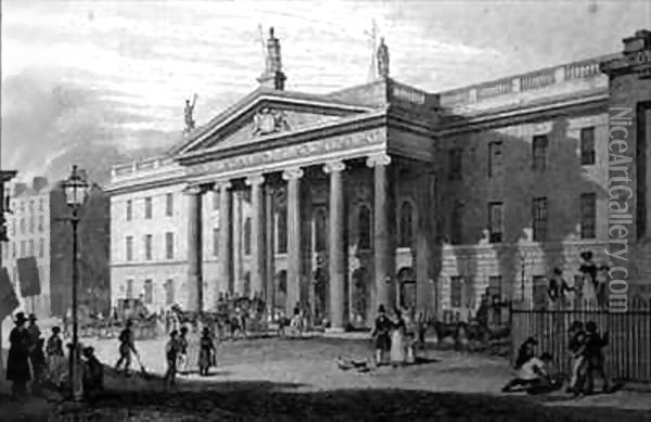 The Post Office, Dublin Oil Painting - William Henry Bartlett
