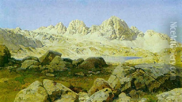 Gebirgssee Und Hochgebirge Oil Painting - Adolf von Meckel