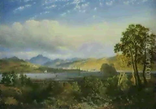 A View Of Dumbarton From The Clyde River, With Ben Lomond   Beyond Oil Painting - Edmund John Niemann