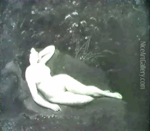 Jeune Femme Nue Allongee Dans Un Paysage Oil Painting - Eugene Ferdinand Buttura