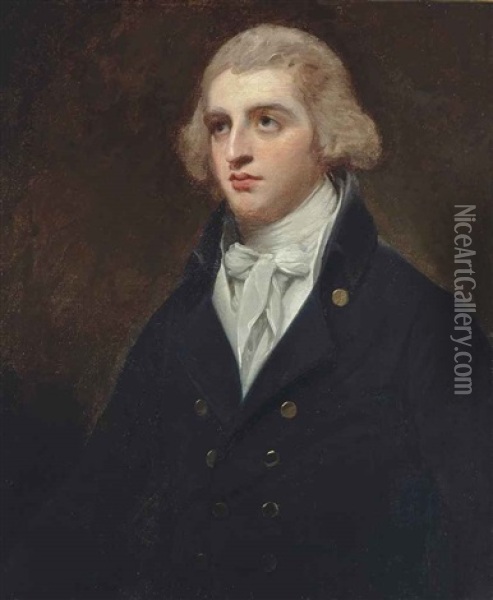 Portrait Of The Hon. Robert Banks Jenkinson (1770-1828), Afterwards 2nd Earl Of Liverpool, Half-length, In A Black Coat And White Cravat Oil Painting - George Romney