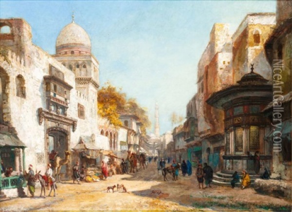 Fontaine Ottomane Dans Une Rue Du Caire Oil Painting - Pierre (Henri Theodore) Tetar van Elven