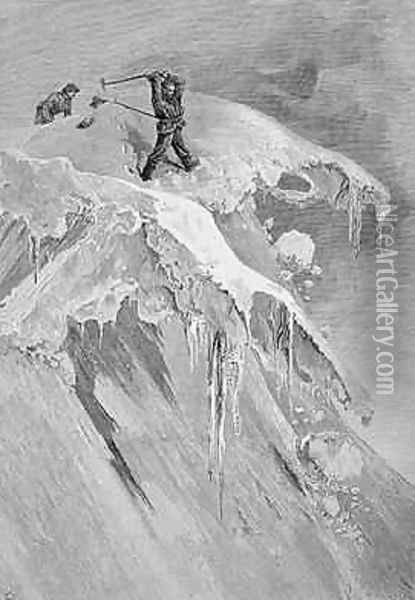 The Summit of the Moming Pass in 1864 from The Ascent of the Matterhorn engraved by Edward Whymper 1840-1911 Oil Painting - Mahoney, James