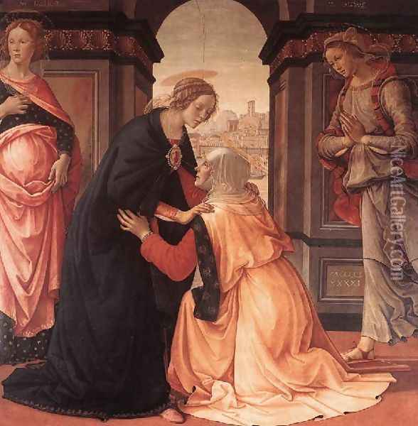 Visitation c. 1491 Oil Painting - Domenico Ghirlandaio
