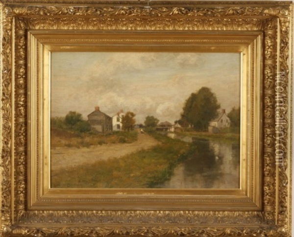 Canal Landscape Oil Painting - Leonard Ochtman